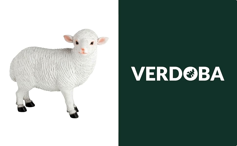 VERDOBA Декоративна фігура вівці для саду, велика, реалістична, стійка до погодних умов, ручний розпис, для вулиці