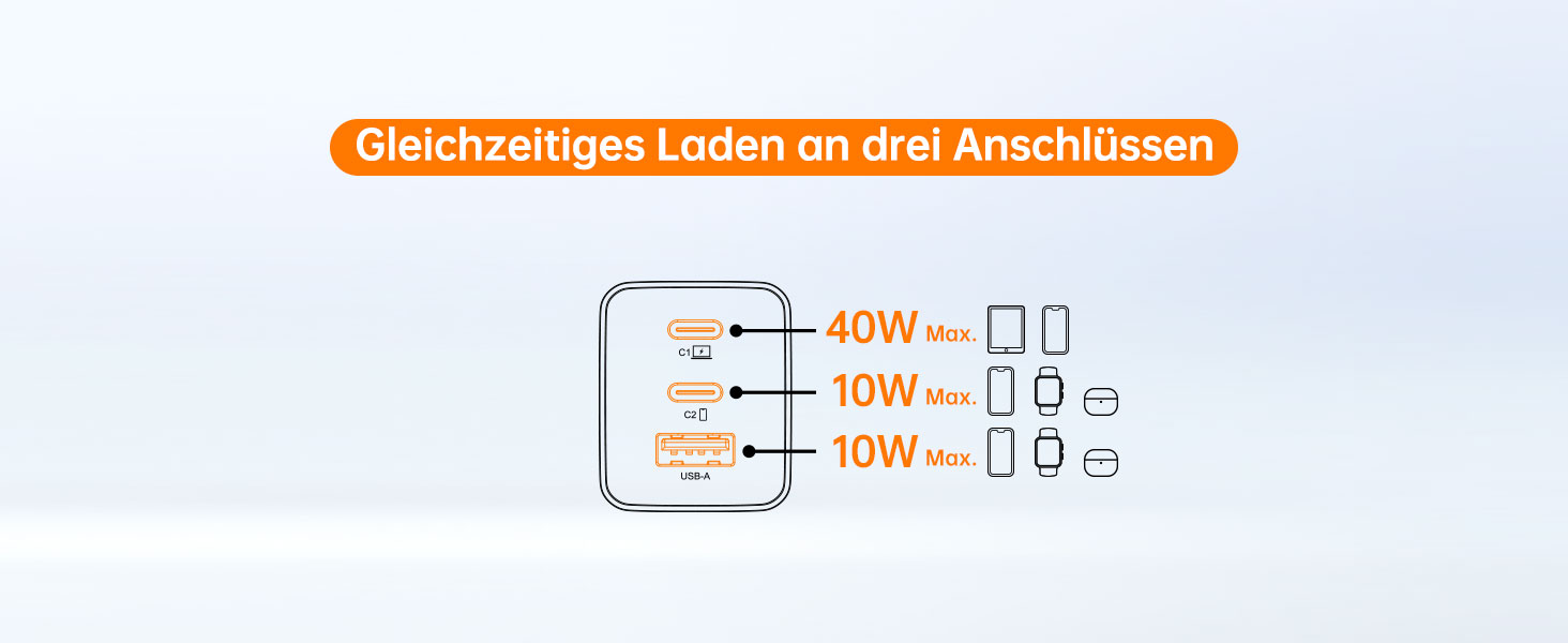 Зарядний пристрій USB-C 67W NOVOO GaN III з 3 портами, швидка зарядка для MacBook, iPad, Pixel, Samsung, iPhone, Steam Deck - Чорний