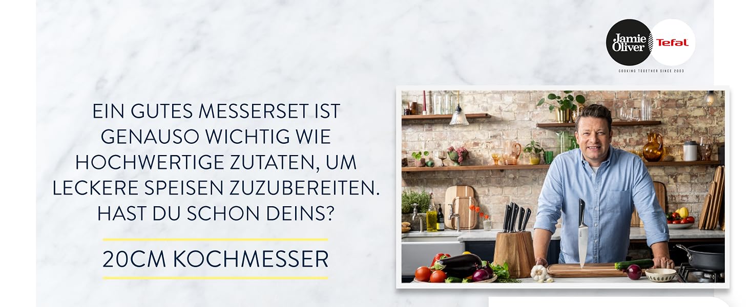 Кухонний ніж для шеф-кухаря Tefal Jamie Oliver 20 см, нержавіюча сталь, чорний, K2670155