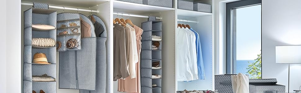 Органайзер для зберігання Zeller 14614 з 8 відділеннями, флізелін, тканина, сірий, 18x30x105 см