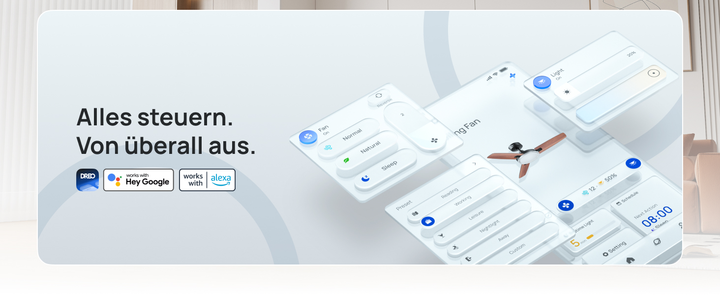 Стельовий вентилятор DREO з підсвічуванням та пультом, 132 см, Smart, Alexa, 6 швидкостей, DC-мотор, таймер, чорний