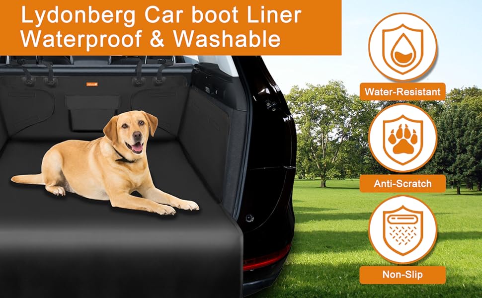 Захисна килимок для собак у багажник, універсальний, нековзний, водонепроникний, для заднього сидіння, зносостійкий, можна прати, для подорожей в авто, вантажівці, SUV (чорний)