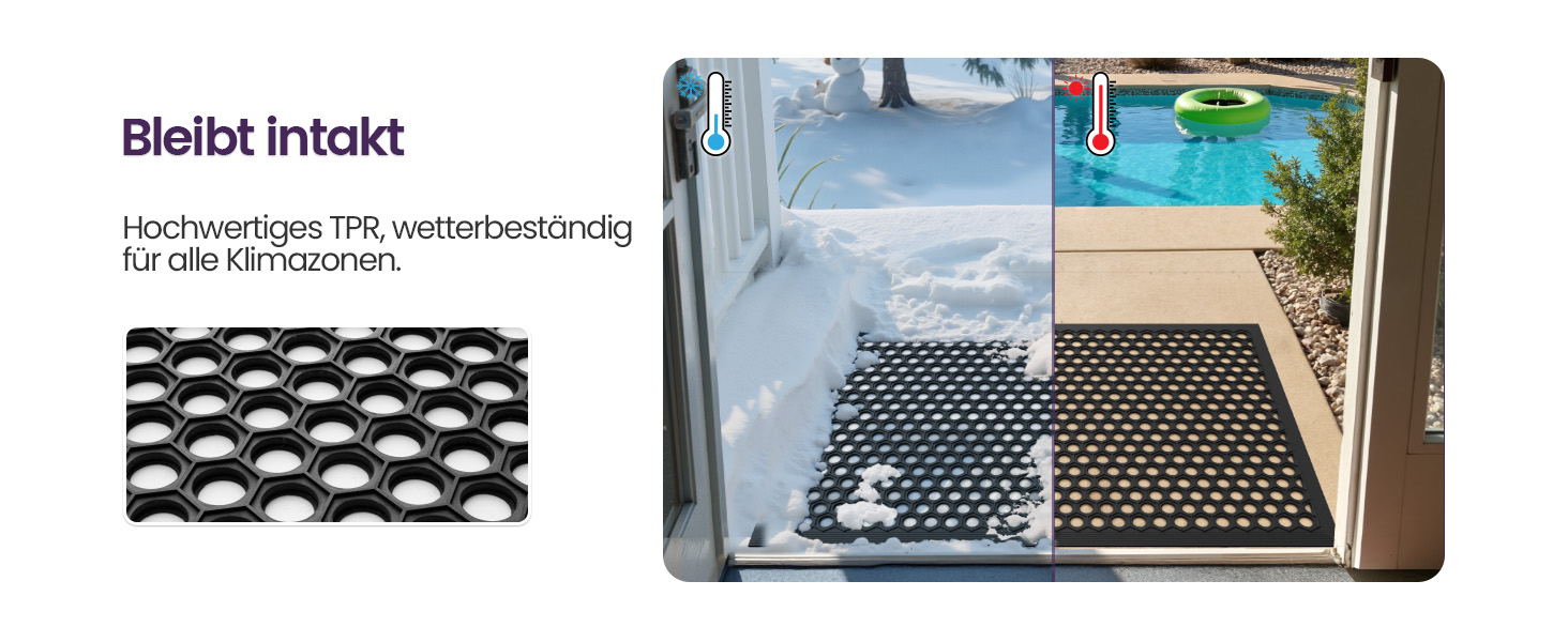 Килимок для дому та вулиці DEXI, 60x90 см, колір вугільний, антиковзаючий, водонепроникний