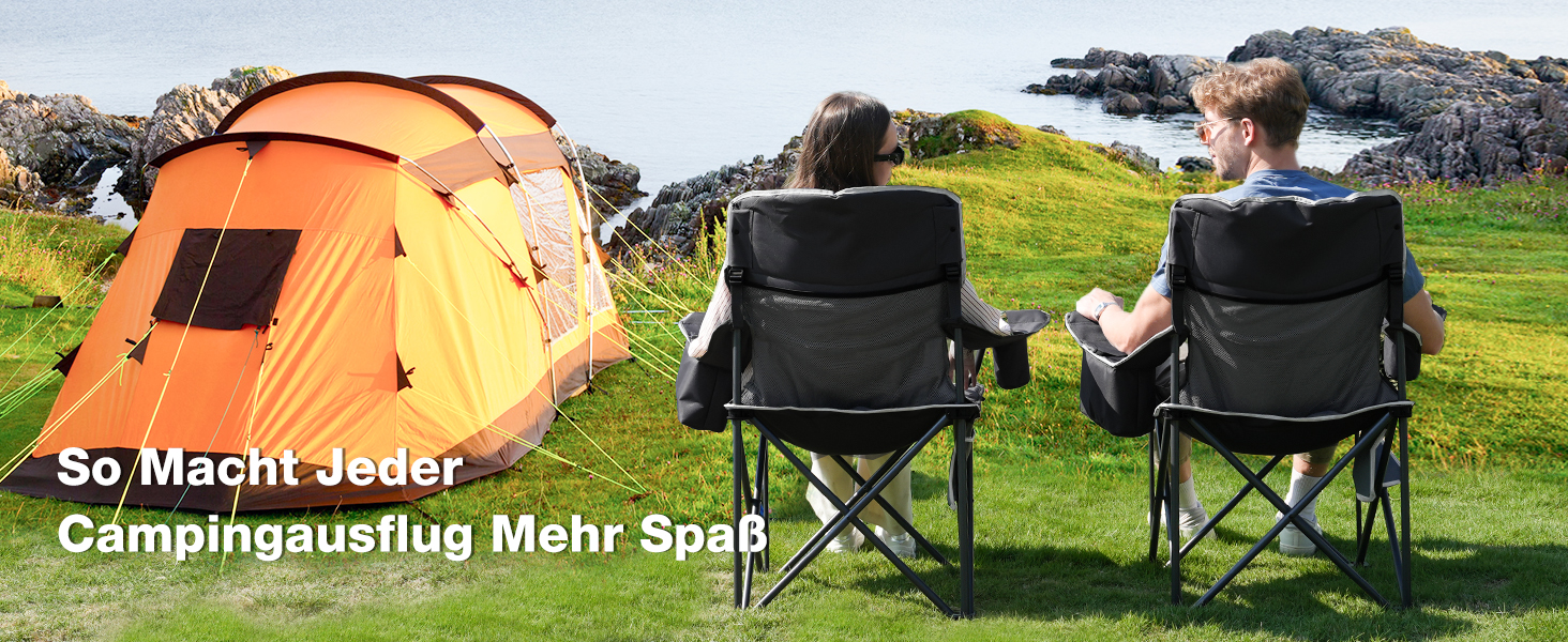 Кемпінговий стул складний RELAX FIELD 200KG з підстаканником та сумкою-холодильником, чорний