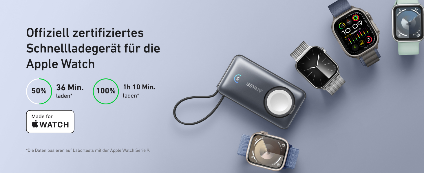 Повербанк Anker MagGo 10000mAh для Apple Watch та iPhone 17/16/15, Samsung, iPad, AirPods, 35W Max, вбудований кабель USB-C, сертифікований, чорний