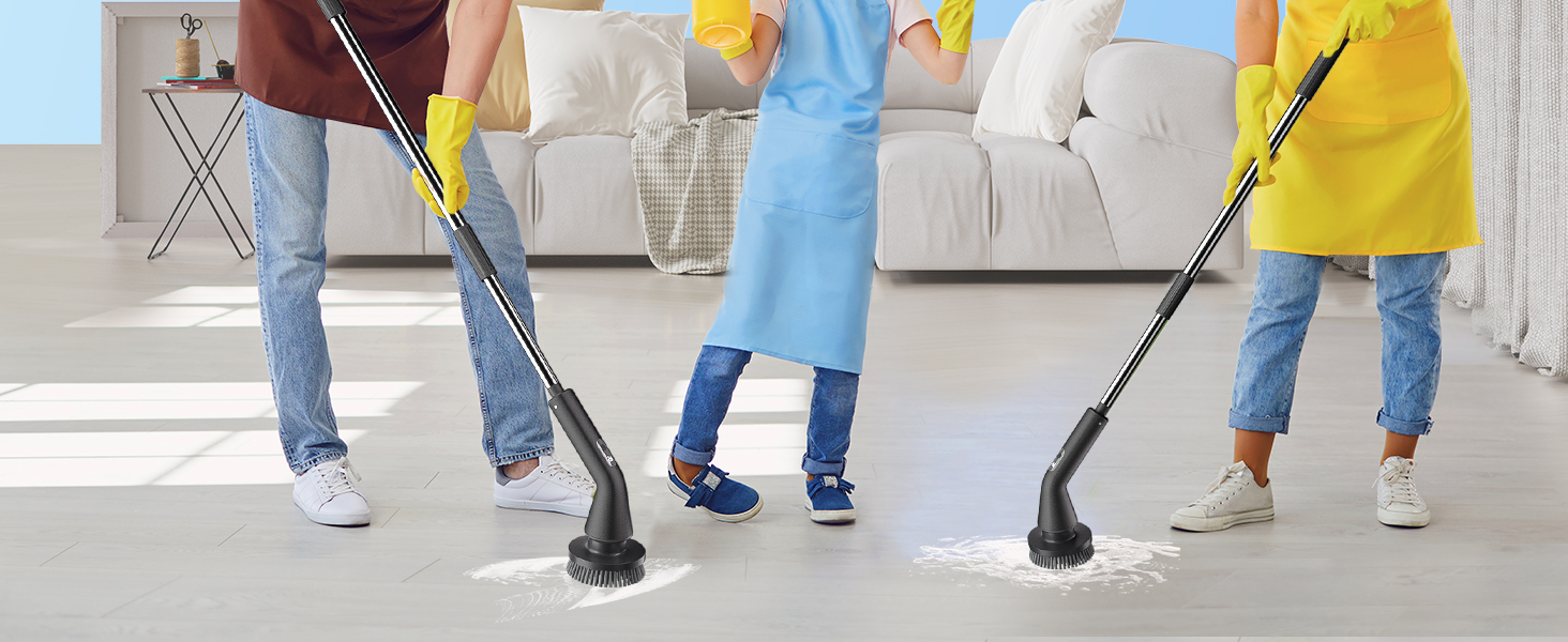 Електрична щітка для прибирання Leebein 2025 з насадкою Spin Scrubber, IPX7, 7 насадок, регульована ручка та 2 швидкості, для ванної, підлоги, кухні