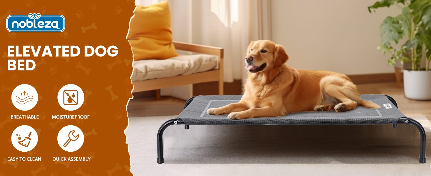 Зручне лежак для собак Nobleza Hundeliege Outdoor, сірий, M, 105x80x20 см - для відпочинку на вулиці, кемпінгу, з підняттям, з підстилкою