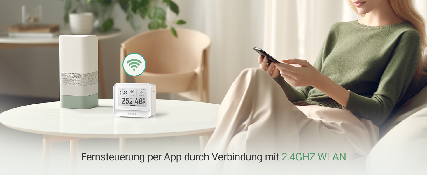WiFi-термометр і гігрометр INKBIRD IBS-TH5, 8-в-1, з електронним чорнильним дисплеєм, прогнозом погоди, керуванням через додаток і сповіщеннями для дому