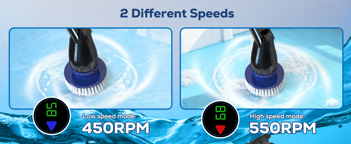 Електрична щітка для чищення, бездротова, 6 насадок, для кухні, авто, підлоги (чорно-синій)