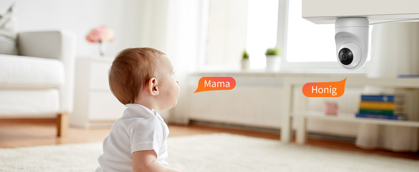 Дитячий відеоняня Codnida з камерою 5.5' LCD, 2K, 3MP HD, Wi-Fi, мобільний додаток, акумулятор 4000mAh, інфрачервона нічне бачення, 2-сторонній аудіо, Vox-режим, 4x зум, інтелектуальний моніторинг, білий