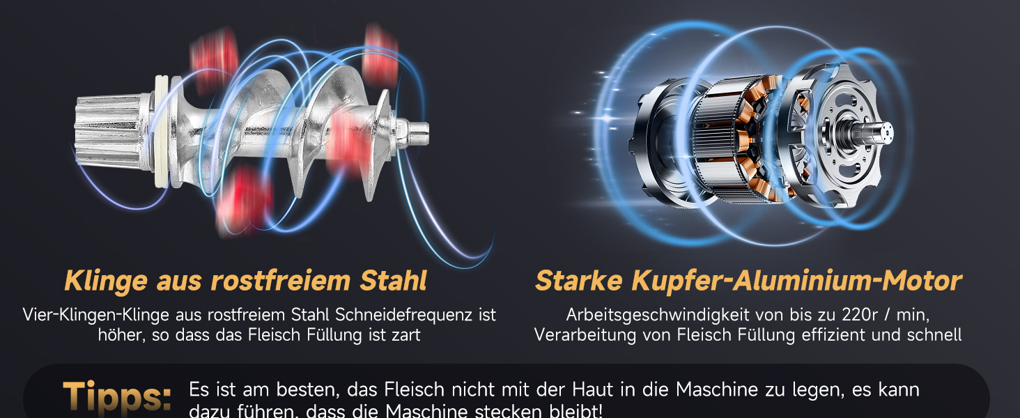 М'ясорубка електрична Hanchen 4-в-1 з насадками для ковбас та печива, 3 диски (3.5/5/7 мм), нержавіюча сталь
