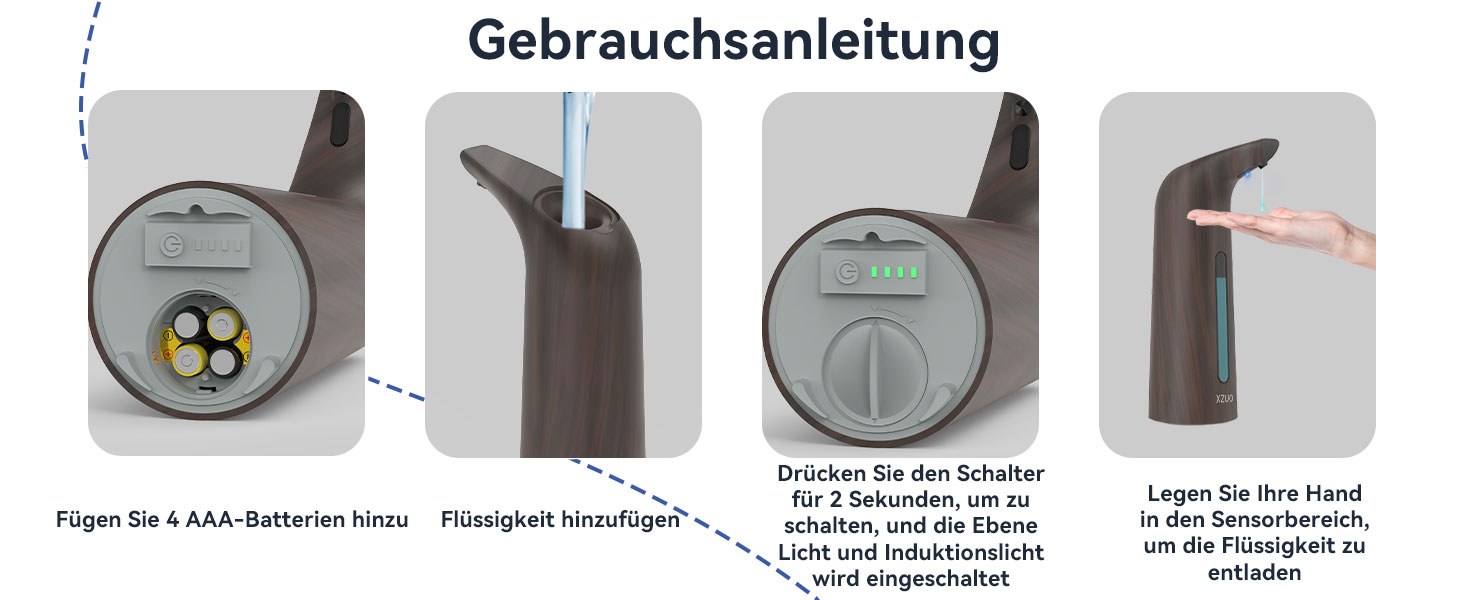 Автоматичний безконтактний диспенсер для мила з 4 рівнями регулювання, 400 мл, електричний, на батарейках, для встановлення на стіл, з інфрачервоним сенсором, бронзовий (400 мл, глибока зернистість)