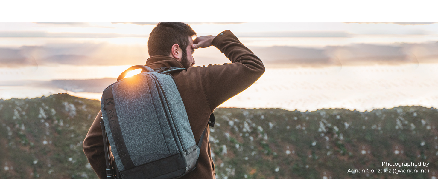 Рюкзак для камери K&F Concept 18L сірий, з відділенням для ноутбука 15.6