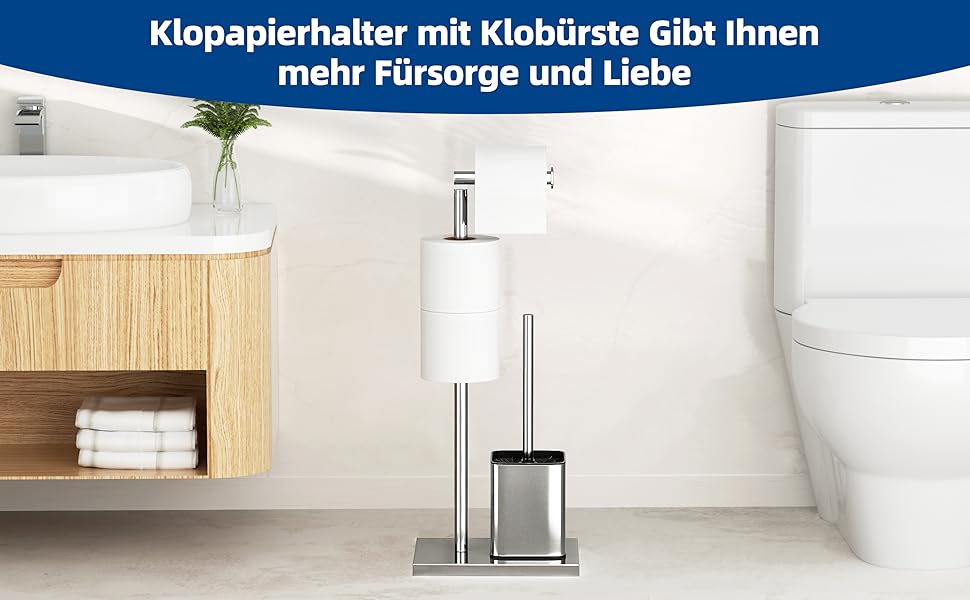 Тримач туалетного паперу з щіткою для унітазу з нержавіючої сталі, гальванічне покриття (сріблястий блискучий)