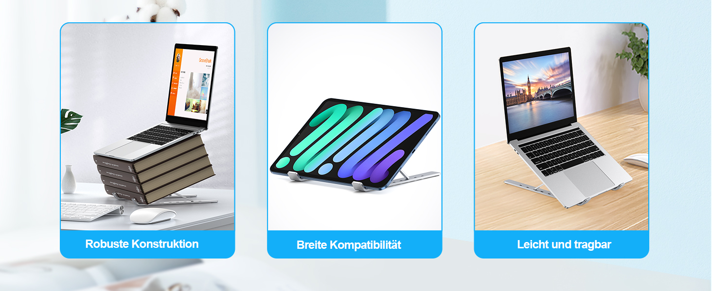 Підставка для ноутбука Babacom, 5-рівнева, алюміній, регульована висота, вентиляція, сумісна з MacBook Pro Air та іншими ноутбуками 10-15.6”