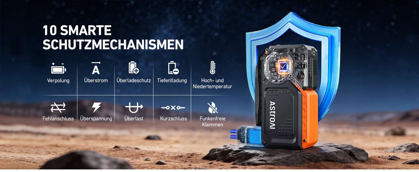 Powerbank для авто AstroAI з пусковим струмом 8000А та компресором 150PSI оранжевого кольору