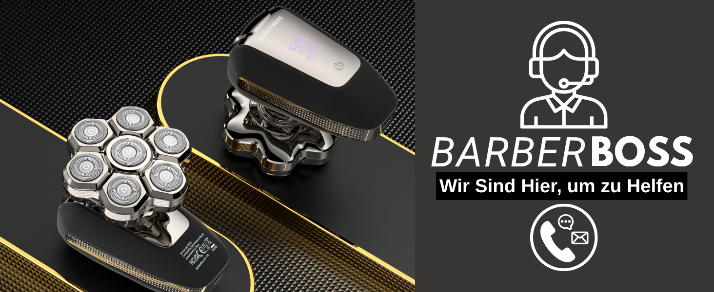 Електричний голчастий бритва BarberBoss для чоловіків з LED-дисплеєм, 5-в-1: голчастий, триммер для бороди та носа, QR-2025