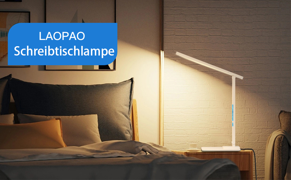 Світлодіодна лампа настільна з регулюванням яскравості та функцією зарядки годинника - настільна лампа нічник з бездротовим зарядним пристроєм 10W, USB-порт, складна, сенсорне керування, 5 рівнів регулювання, 3 режими (Tx223white-eu)