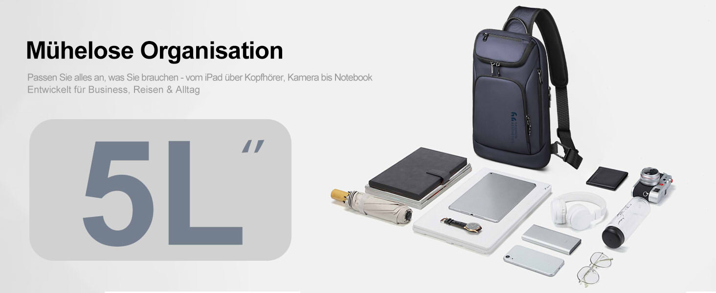 Чоловіча сумка-слінг через плече hk Crossbody, водовідштовхуюча нагрудна сумка з відділенням для планшета iPad 11.3