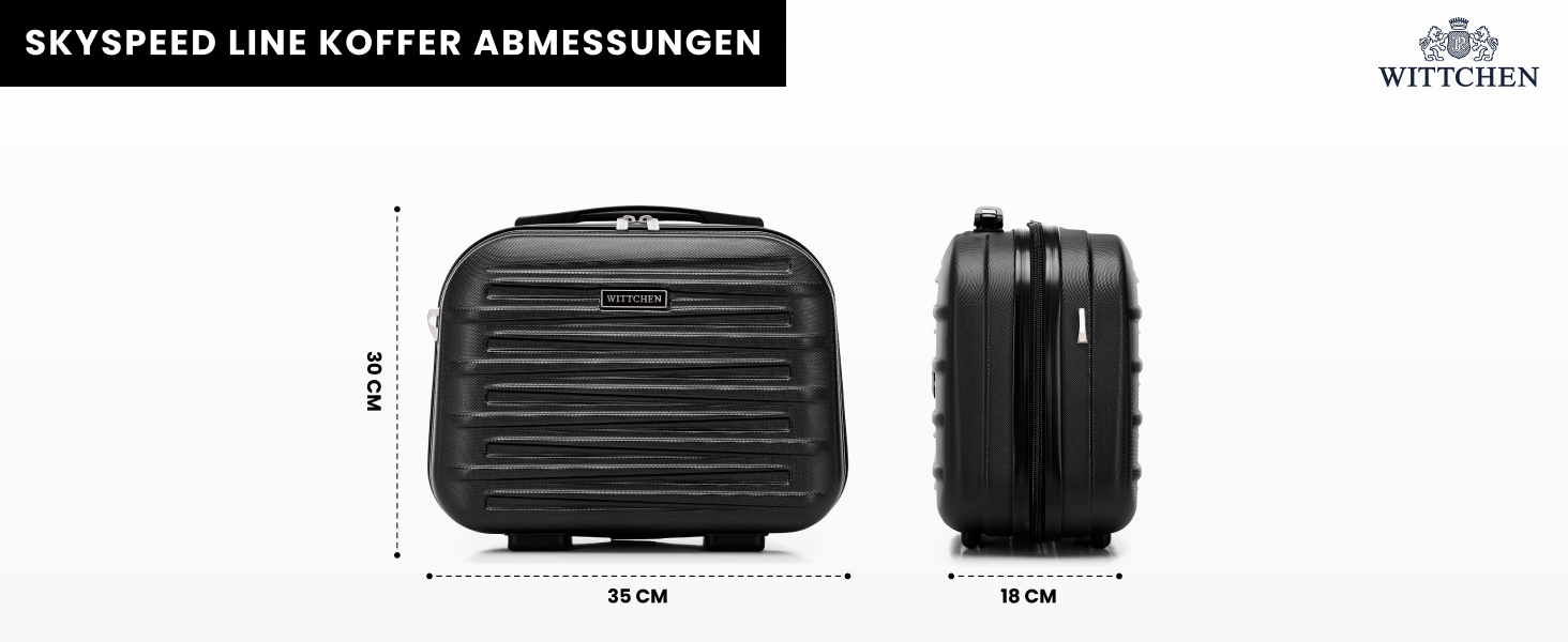 WITTCHEN Skyspeed Line - великий валіза з жорстким корпусом ABS, 4 колеса, телескопічна ручка, комбінаційний замок, чорний. Підходить для авіакомпаній Lufthansa, Eurowings, Ryanair, Condor