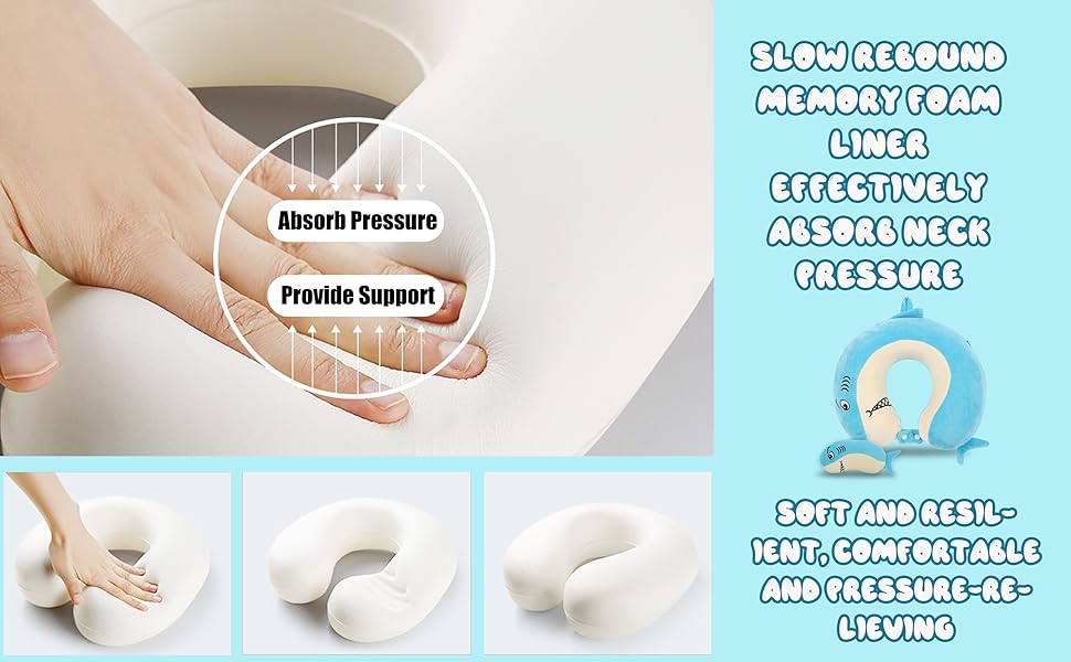 Дитяча подушка для подорожей з маскою для сну, м'яка подушка для шиї з Memory Foam, для дітей, хлопчиків та дівчаток, підлітків, аксесуари для подорожей, подушка для шиї з динозавром