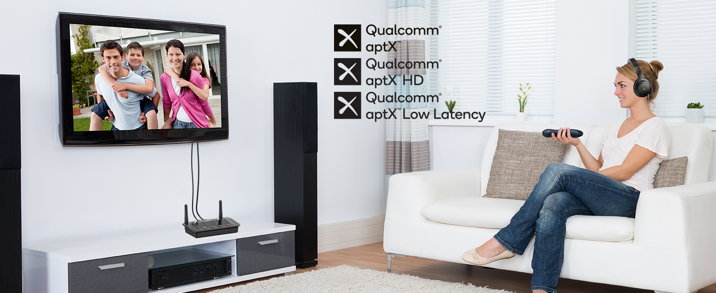 1Mii B03 Bluetooth 5.3 Передавач Bluetooth для TV з aptX HD, низькою затримкою, для 2 навушників, велика відстань, оптичний, AUX, RCA