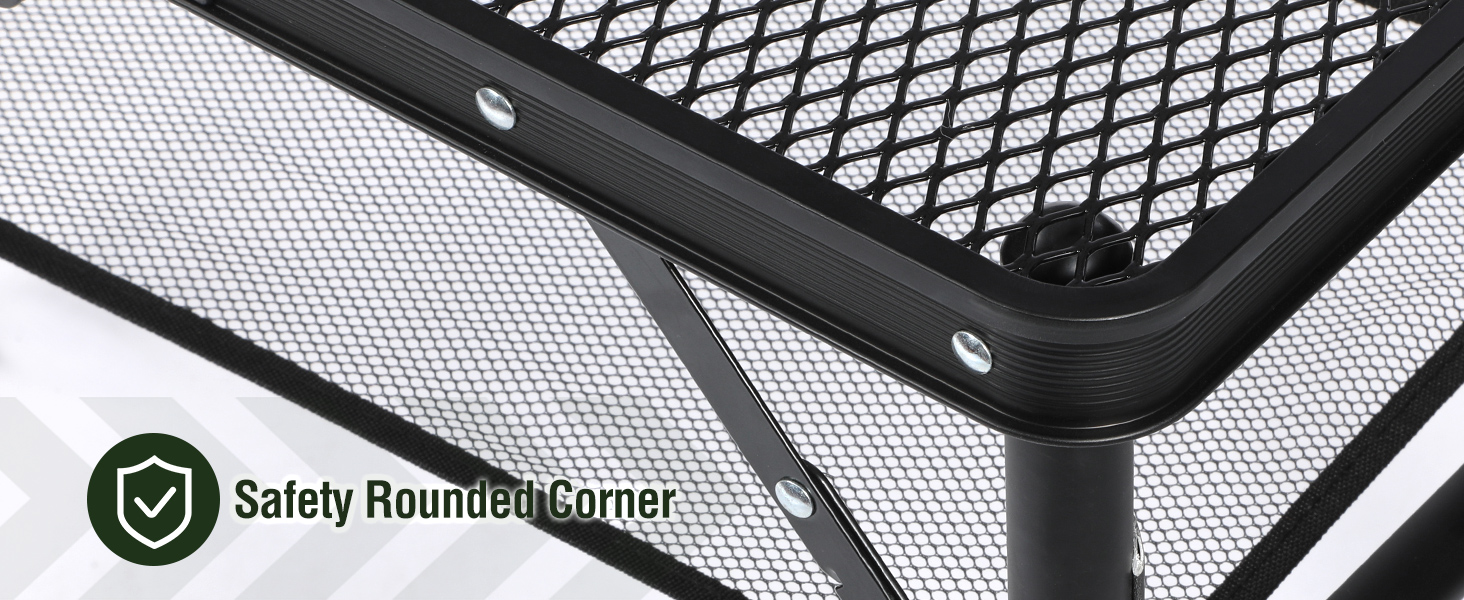 Складний стіл для пікніка REDCAMP 60x40 см, чорний - портативний стіл для кемпінгу, BBQ, приготування їжі на природі з регульованими ніжками