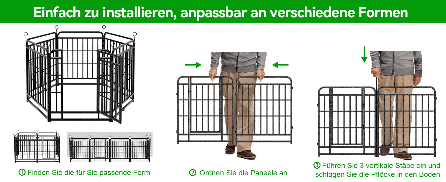 Вольєр для цуценят 544 см, 80 см висота, 8-секційний складний вольєр для тварин з дверцятами, вольєр для собак, котів, кроликів, для саду, збірка без інструментів