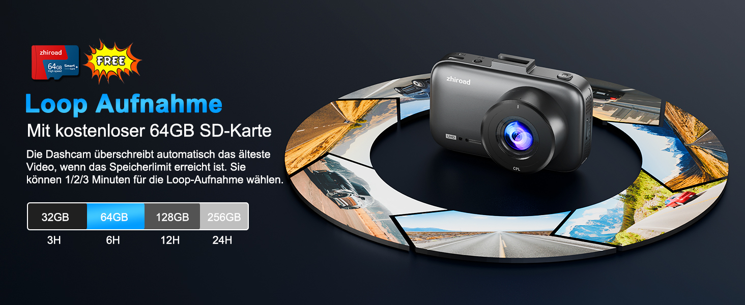 Відеореєстратор Dashcam 4K Dual з CPL фільтром, WiFi, 64GB SD, IPS 3