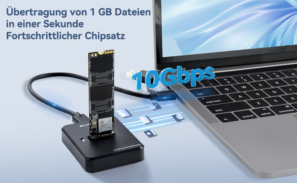 Док-станція для SSD ELUTENG: M.2 NVMe/SATA, 10Gbps, підтримка 2230/2242/2260/2280, адаптер з USB-корпусом