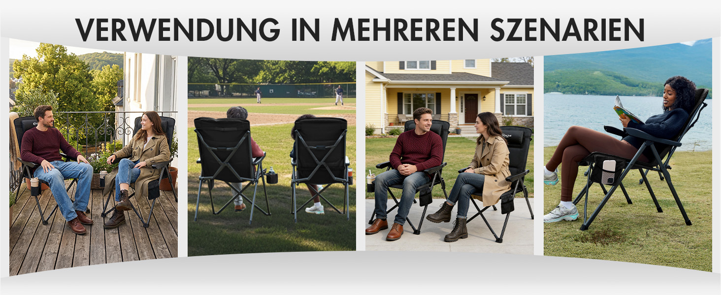 Крісло кемпінгове розкладне Portal з регульованою спинкою (2 шт) - Чорне. Витримує до 160 кг. Для кемпінгу, риболовлі, саду, балкону, пікніка.