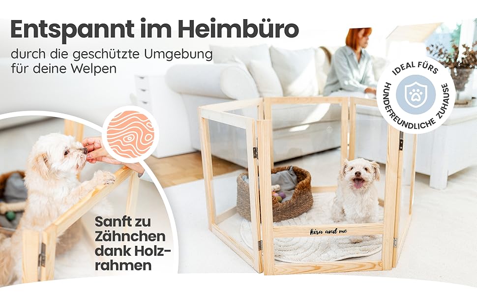 Кізовий вольєр для цуценят Emma Hundelaufstall: міцне дерево, акрилове скло, мобільний загін для собак, сучасний дизайн, 60 см у висоту