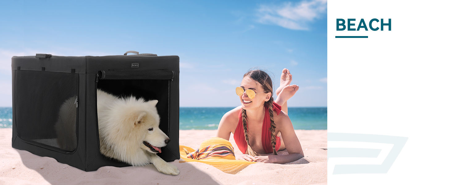 Клітка для собак Petsfit, велика, розкладна, чорна, 90x61x58 см, з підстилкою