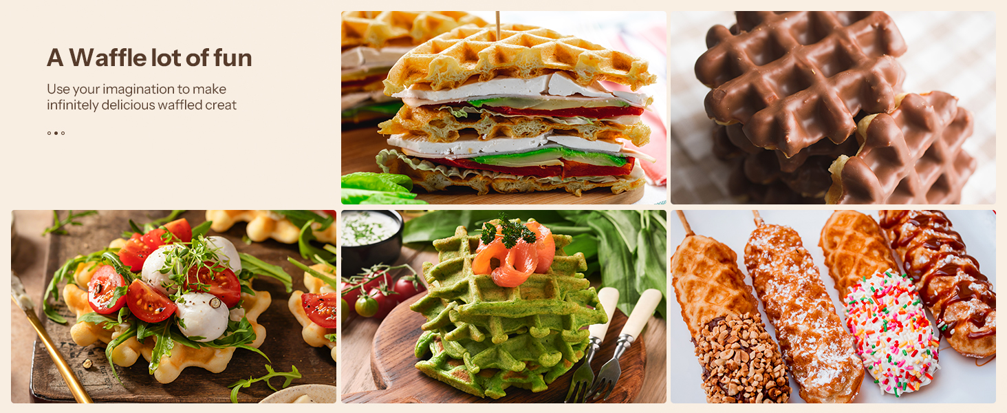 1600W Belgian Waffle Maker - 5 Programs, 7 Browning Levels, LCD Display, Timer, Stainless Steel