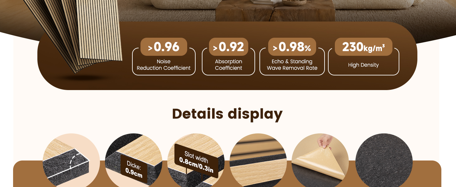 Акустичні панелі Soundsbay самоклейні, дуб (Oak), 120×60×0.9 см, набір 4 шт (2.88 м²)