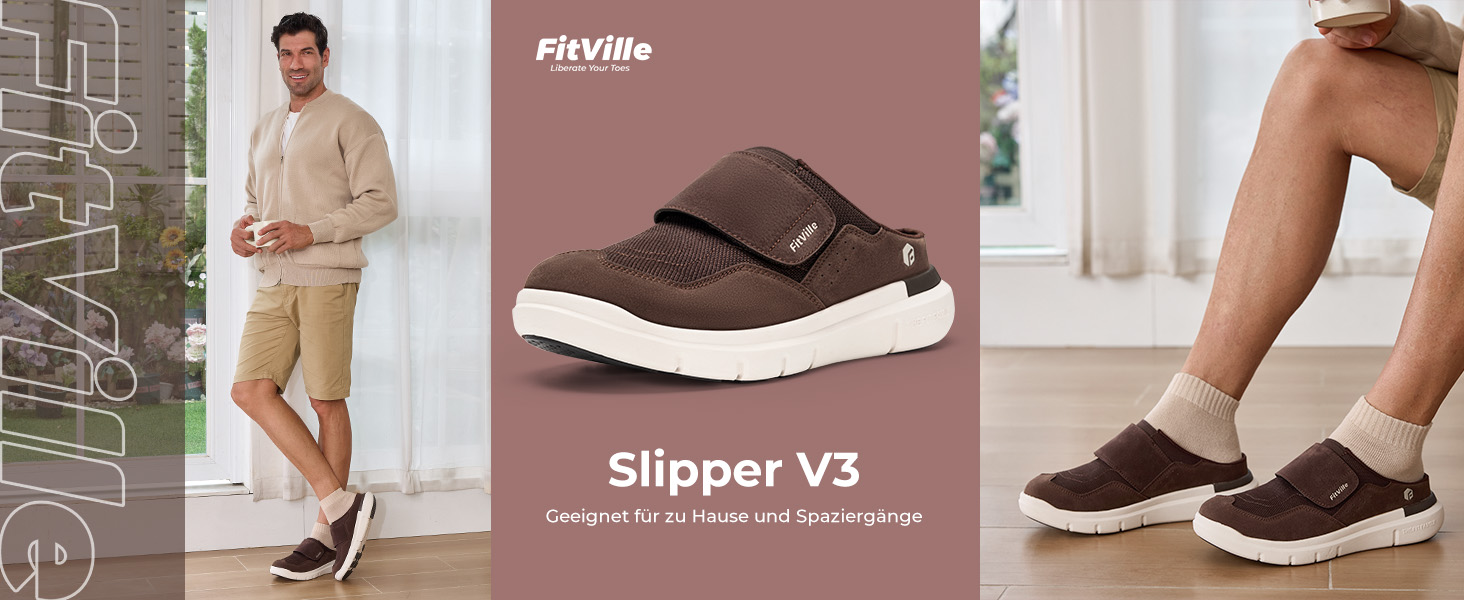 Домашні тапочки для чоловіків FitVille з широкою колодкою, з застібкою на липучці, з підтримкою склепіння стопи, розмір 41-50, бежевий, сірий