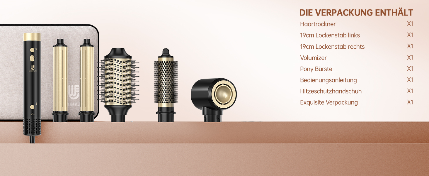 Webeauty Airstyler 7-в-1: Фен-щітка, плойка, випрямляч, 110000 об/хв, 25 м/с, 500 млн негативних іонів