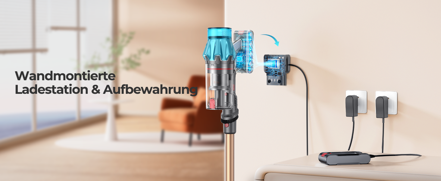 Бездротовий акумуляторний пилосос Fieety 8-в-1, 50kPa, 600W, 65 хв, 1.6л, без мішка, з антизаплутуванням волосся, насадка для диванів, станція зарядки, для шерсті тварин, килимів, твердих поверхонь, авто