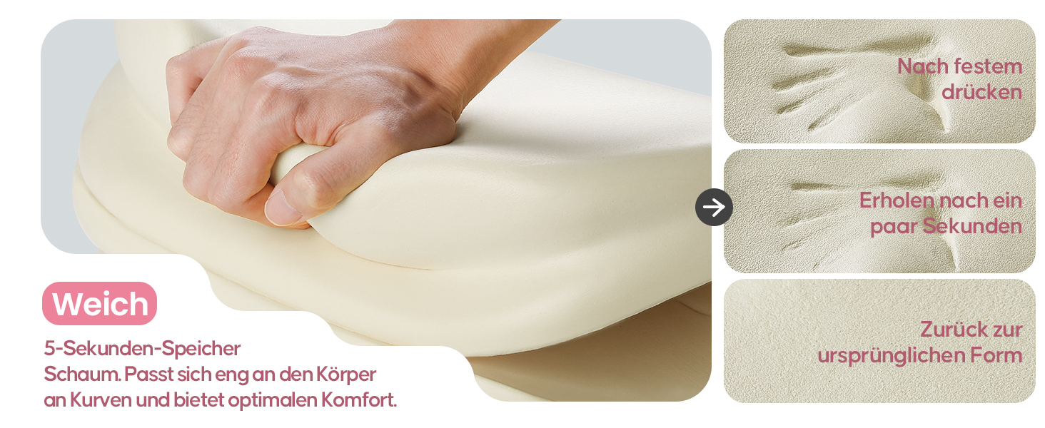 Ортопедична подушка для сидіння Benazcap Donut - для офісних крісел, авто та інвалідних візків. З піною з пам'яті для геморою, ішіасу, вагітності та після пологів (Рожева)