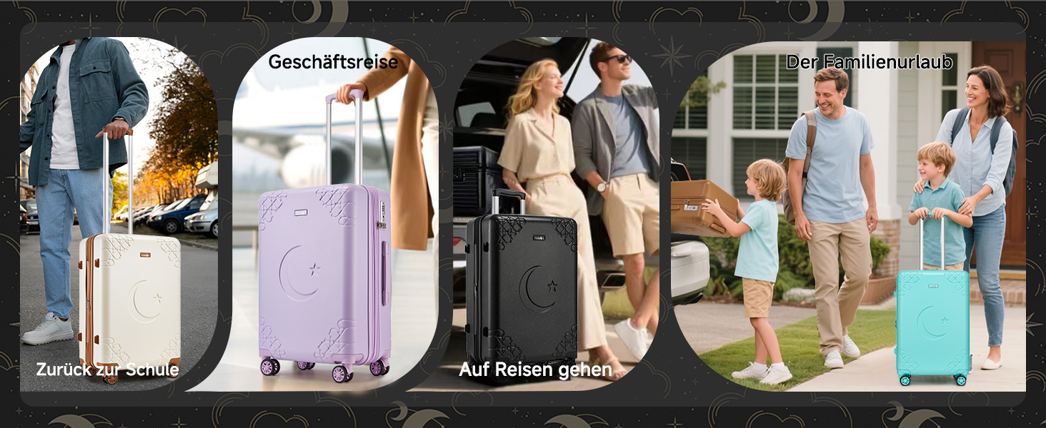 Набір валіз Sea Choice 3 шт. з жорстким корпусом, розширюваний, легкий, з 4 колесами, з тримачем для напоїв та TSA замком, чорний