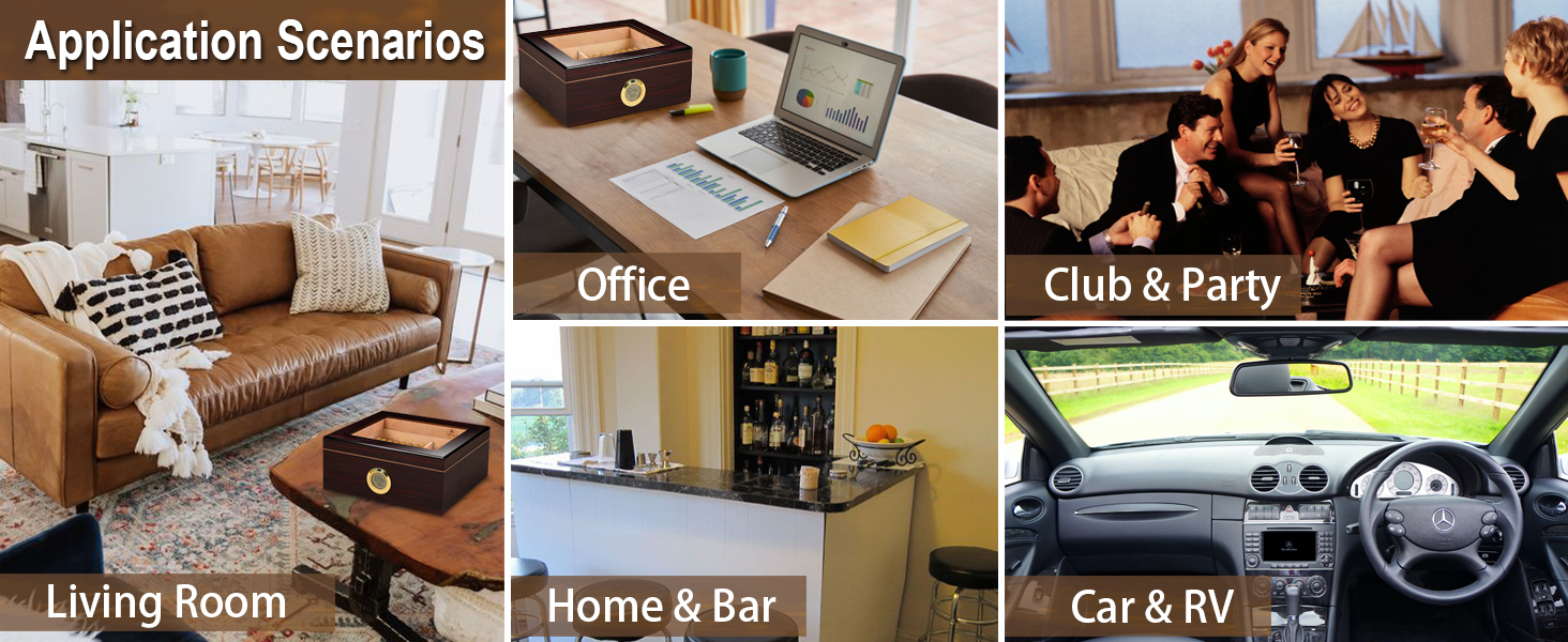 Вишуканий цигарковий вологий ящик (гумодор) ручної роботи з іспанського кедра, цифровим гігрометром, зволожувачем та роздільниками. Подарунок для чоловіків (30-50 сигар). Чорний колір.