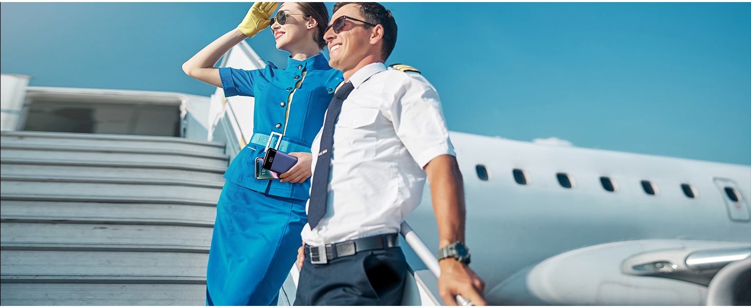 Power Bank Charmast 10000mAh з 6 виходами, USB-C, LED-дисплеєм, 4 кабелями, блакитний