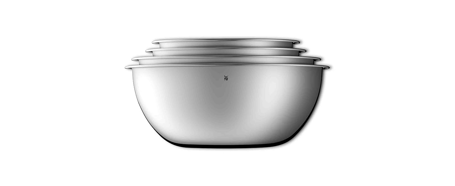Набір мисок WMF Gourmet 4 шт, нержавіюча сталь, 1,0-3,5 л, для кухні, салатна, для змішування, сервування, Cromargan, штабельовані