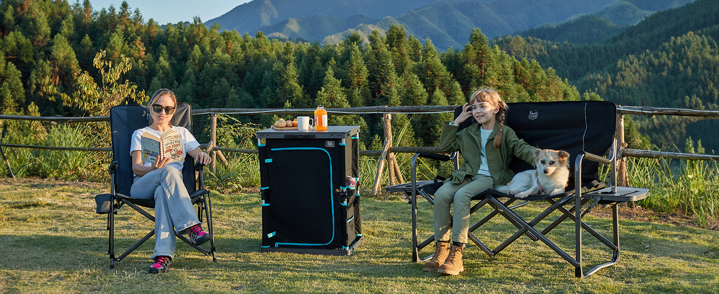 Крісло для кемпінгу Timber Ridge на 2 особи, розкладне, 300 кг, для риболовлі, пікніків, фестивалів, з бічним столиком
