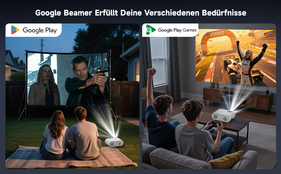 Beamer Beamer C10: 4K LED проєктор для дому з Google TV, Play Store, 1080P, сумісний зі смартфоном/ноутбуком/HDMI