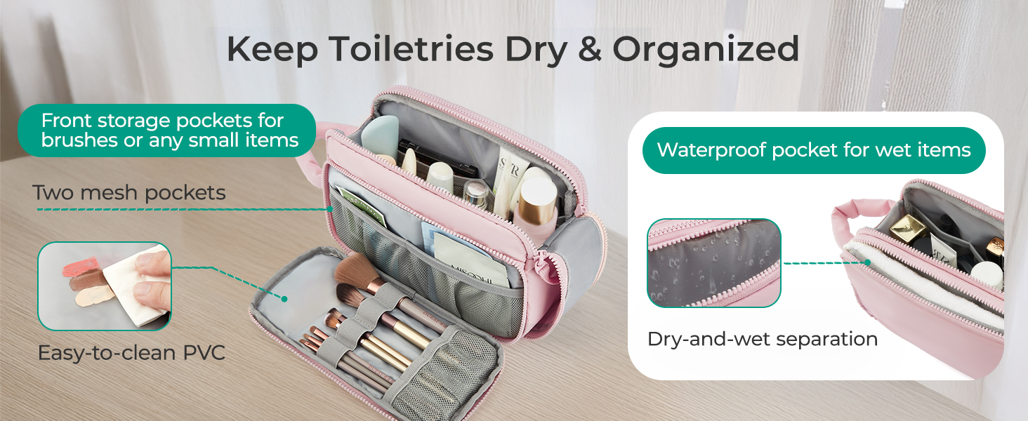 BAGSMART Косметичка для подорожей, органайзер для макіяжу та туалетних аксесуарів, чорна