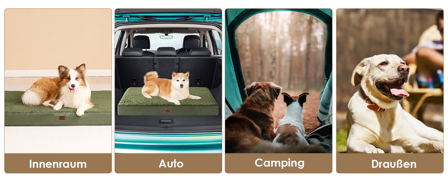 Ортопедичне ліжко для собак EHEYCIGA, маленькі породи, 76x51x9 см, з м'яким покриттям, легко миється, для переноски, оливковий колір