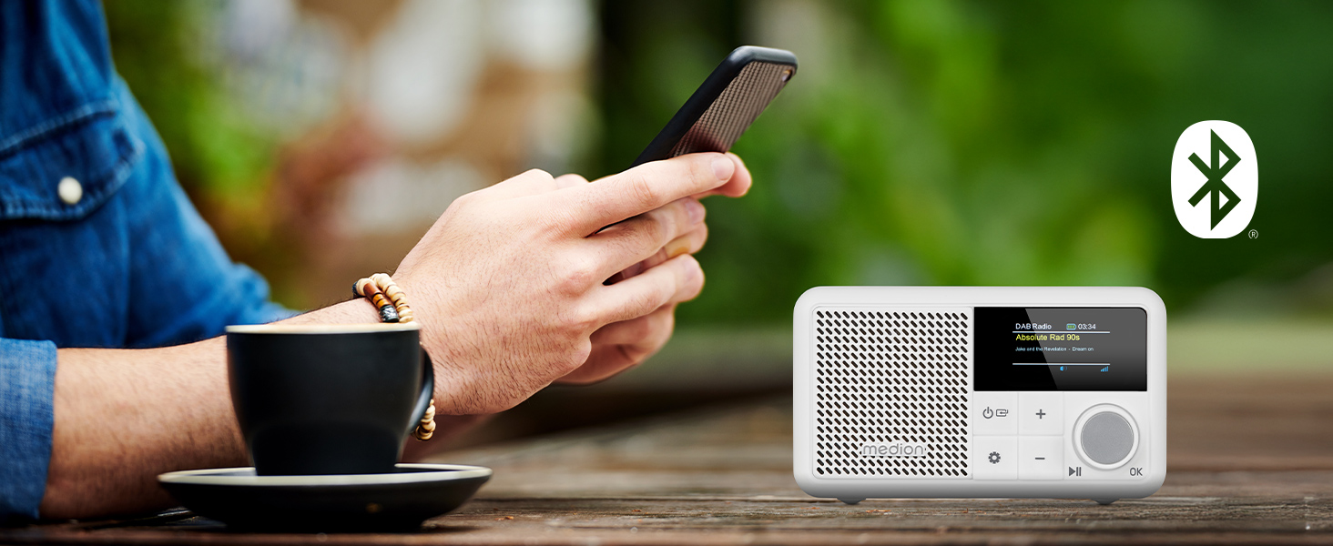 MEDION S66822 Портативне міні-радіо DAB+ з Bluetooth, акумулятор до 6,5 годин, дисплей, телескопічна антена, таймер сну, будильник, AUX, USB-C, зелений