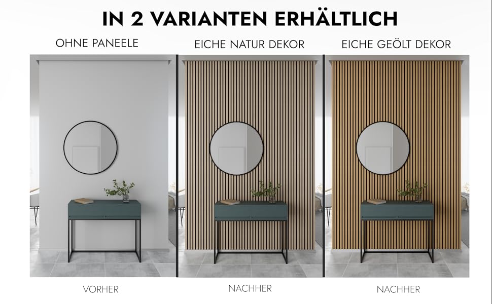 Акустичні настінні панелі Momento з натурального дуба 240x50 см (5 шт), ламелі для шумоізоляції, колір дуб натуральний, чорний фетр, Made in Germany