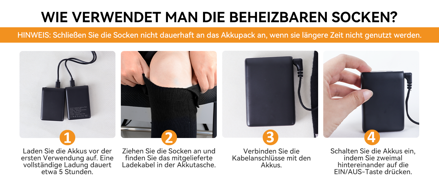 Гріючі шкарпетки для жінок та чоловіків Ninonly з 4 рівнями нагріву, акумулятор 5000mAh, для катання на лижах, піших прогулянок, кемпінгу та зимових активностей